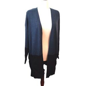 Love Ellie, Size L, Teal &‎ Black Colorblock Knit Duster Cardigan with Pockets